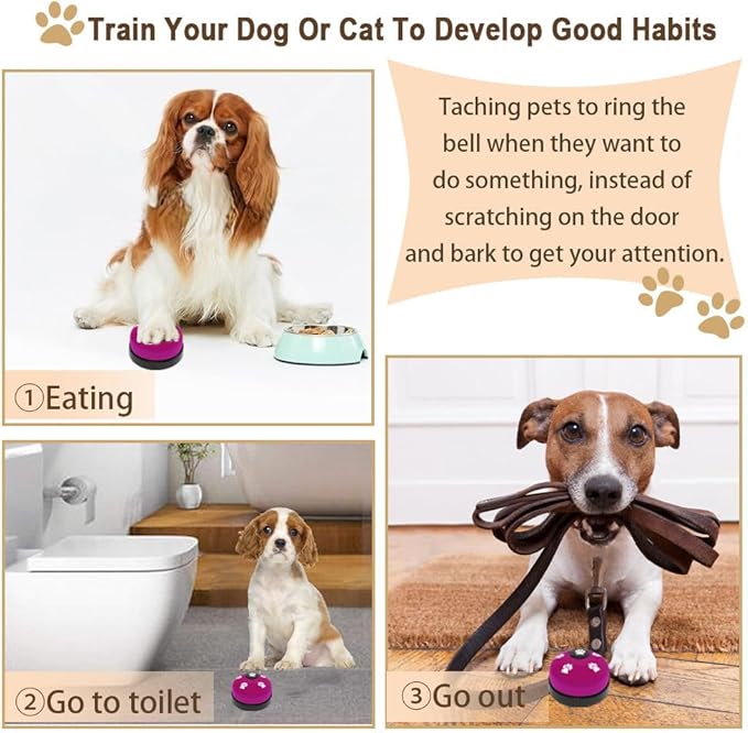 2 Pack Dog Bells, Puppy Potty Training Bell Dog Doorbell Potty Train Dog Bell for Potty Training Door Bells for Dogs to Ring to Go Outside Jingle Bells (Dark Purple)