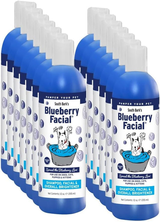 South Bark's Blueberry Facial® Pet Shampoo 12 oz. for Dogs & Cats | Pack of 12 | Brightener & Tear Stain Remover - Lasting Odor Eliminator | Paraben-Free | Biodegradable | Non-Toxic | Made in USA
