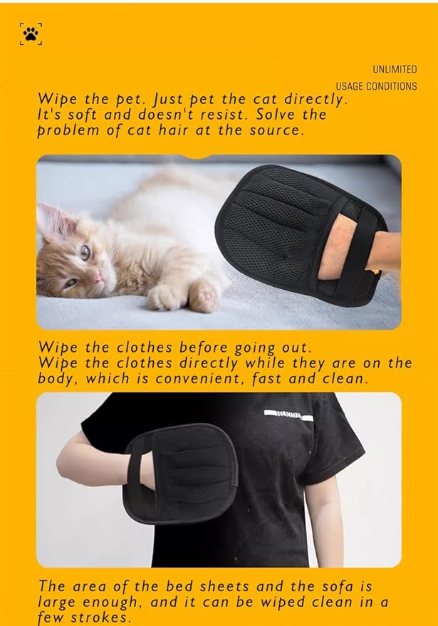 Pet Hair Removal Glove for Cats & Dogs, Large Size 2025 Newly Upgraded Five-Finger Electrostatic Pet Hair Glove, Reliable, Reusable Pet Hair Remover Tool for Clothing, Couch, Carpet, Car Seat