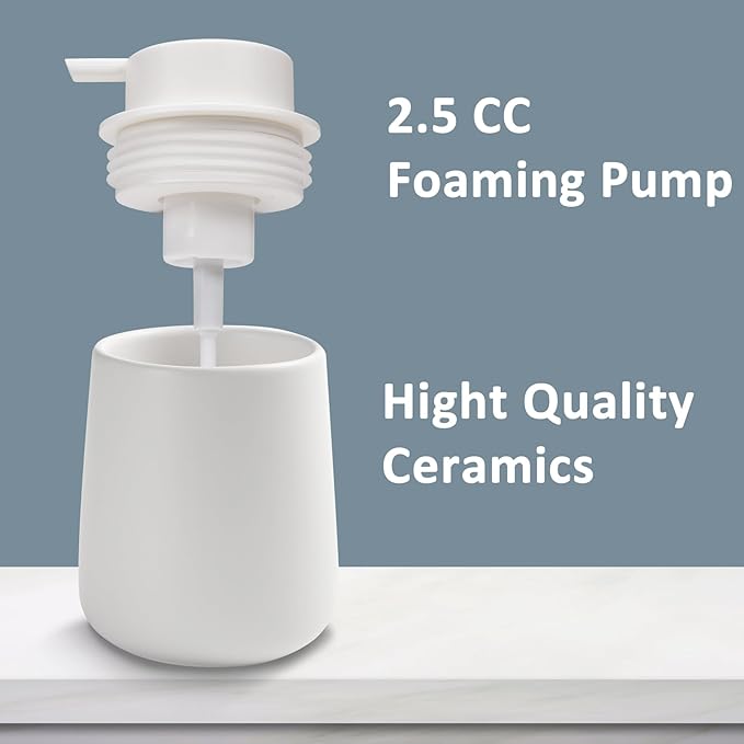 Soap Foaming Dispenser Ceramic with Easy-to-Press Pump Hand Foam Dispenser for Shampoo Bathroom Kitchen 12 oz