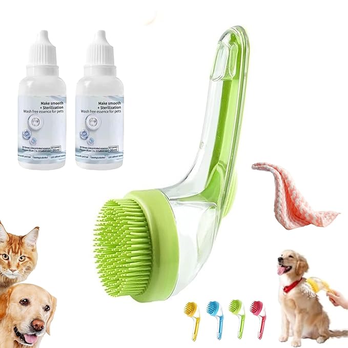 Pets Bath Brush, Pet Bath Brush With Soap Dispenser, Dog Shampoo Brush Scrubber For Long Short Haired Dogs Cats Shower (green)