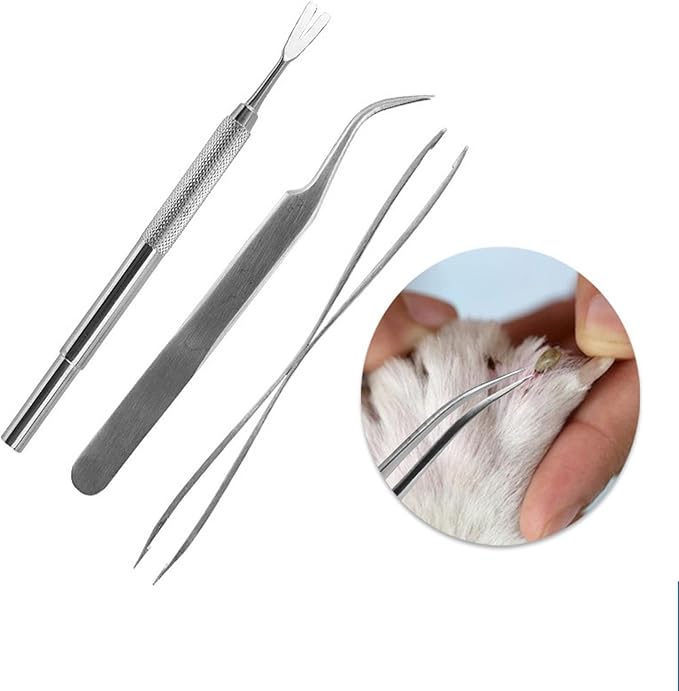 3 in 1 Tick Remover Kit, Stainless Steel Tick Remover Tweezers Tick Remover Tools Set for Pet Dog, Cat, Human with Storage Box