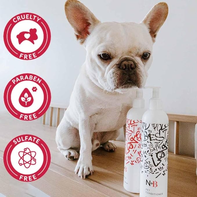 N+B Pet Conditioner for Dogs, Cats & Household Pets | Made w/Organic, Natural Ingredients | Enhance Coat & Fur’s Natural Shine | Anti-Itch, Hypoallergenic, Eliminates Odor | 10oz