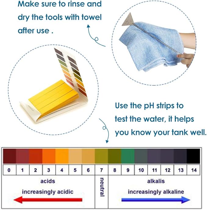 Capetsma Aquascape Long Stainless Steel Plant Tools Set - Aquarium Tweezers, Scissors, Spatula, Algae Scrapers - Fish Tank Cleaning Kit