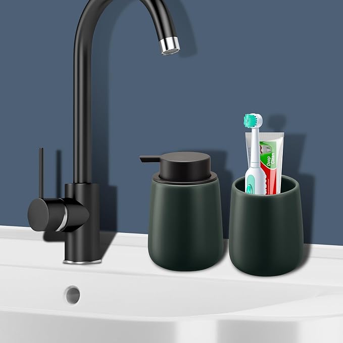 Soap Dispenser Ceramic with Easy-to-Press Pump Hand Lotion Liquid Dispenser for Shampoo Bathroom Kitchen 12 oz