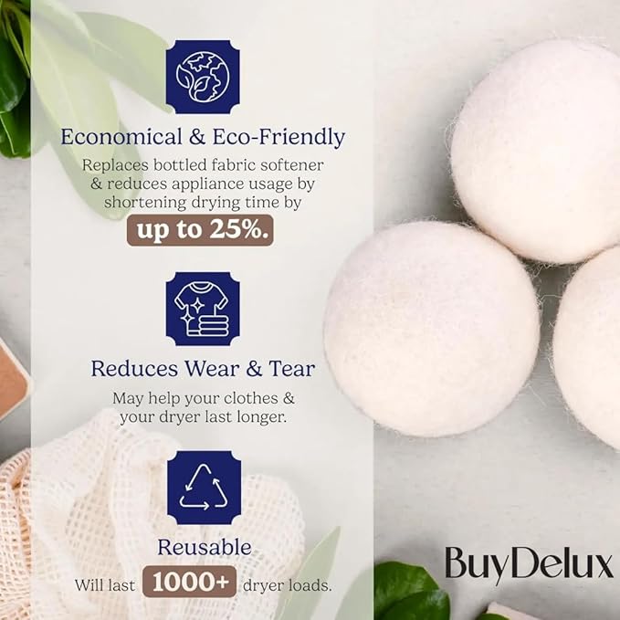 Wool Dryer Balls – XL 7cm (4 Pack) | 100% New Zealand Wool | Natural Fabric Softener, Eco-Friendly & Reusable Laundry Balls, Reduces Wrinkles & Pet Hair, Safe for Baby & Sensitive Skin