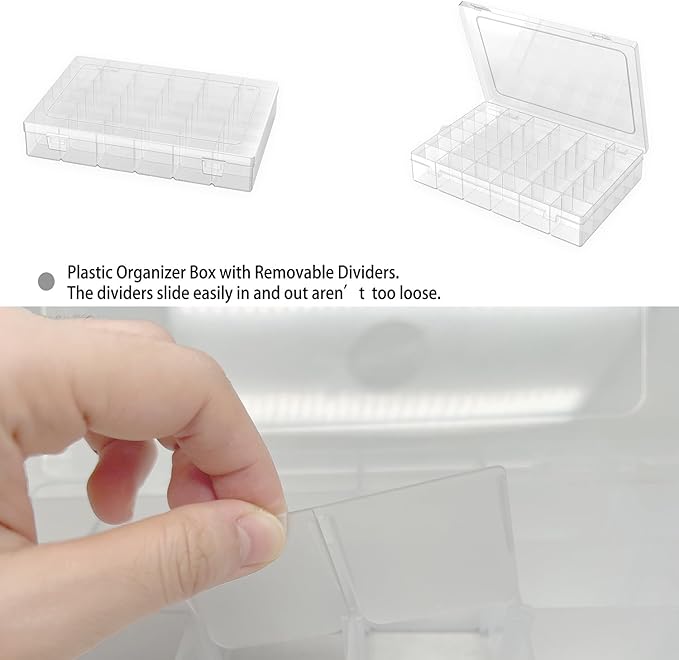 4 Pack Plastic Organizer Container Box, 36 Grids Clear Plastic Parts Organizer Box, for Beads, Art DIY, Crafts, Jewelry, Fishing Tackle with Label Stickers