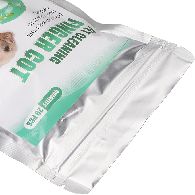 20Pcs Care, Reduces Plaque and Tartar Portable Finger Wipes Oral Cleansing Teeth Pads for Dogs Cats