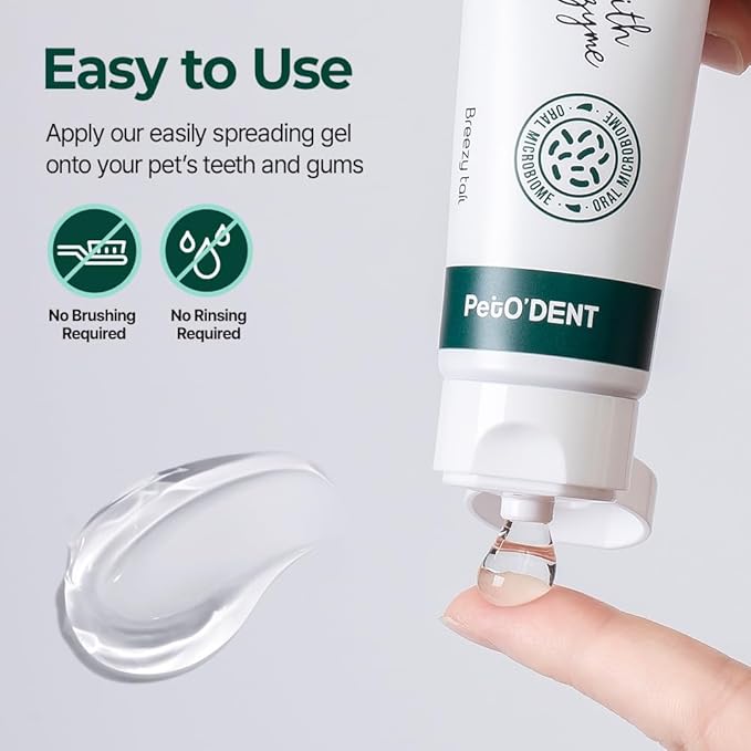 PetO’Dent Enzymatic Toothpaste for Dogs, Freshens Breath & Cleans Teeth, Reduces Plaque & Tartar, Safe for Puppies with No Artificial Ingredients, Oral Biome, Gum Care, 2.47 oz