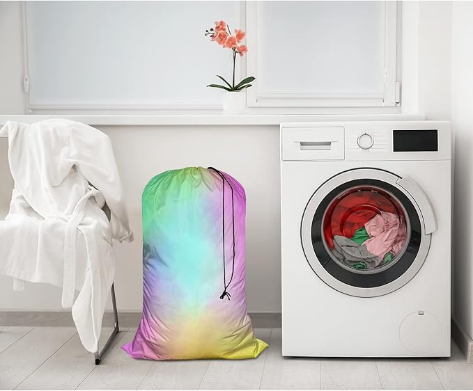 Swono Watercolor Rainbow Extra Large Huge Heavy Duty Oxford Cloth Laundry Storage Bag with Drawstring Closure, Clouds Beautiful Dye Gradient Art Laundry Bag, Machine Washable, Colorful