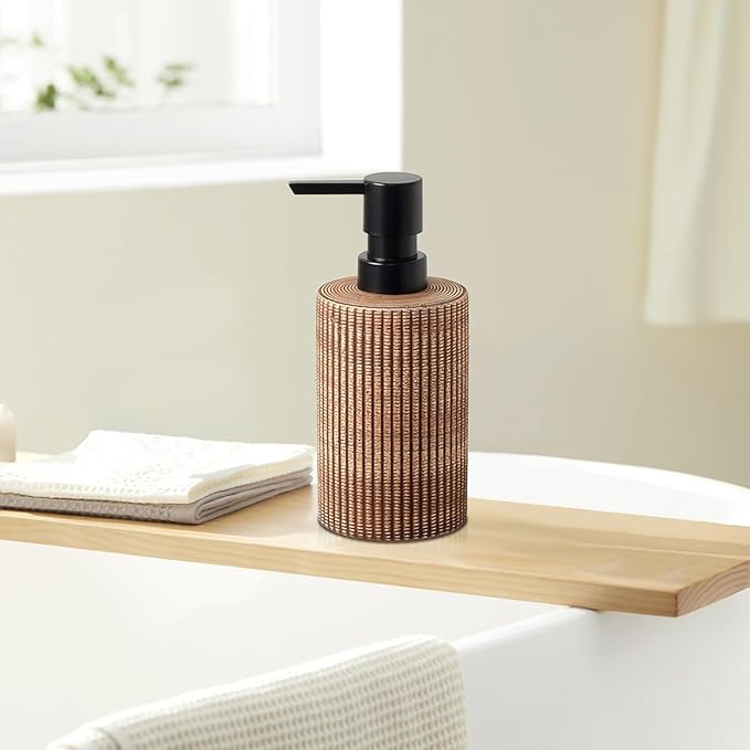 Comeon Ceramic Soap Dispenser for Shampoo, Dish Soap, Hand Soap, Conditioner，12 Oz Refillable Foam Pump Bottle Stainless Steel Kitchen/Bathroom Décor (Light)