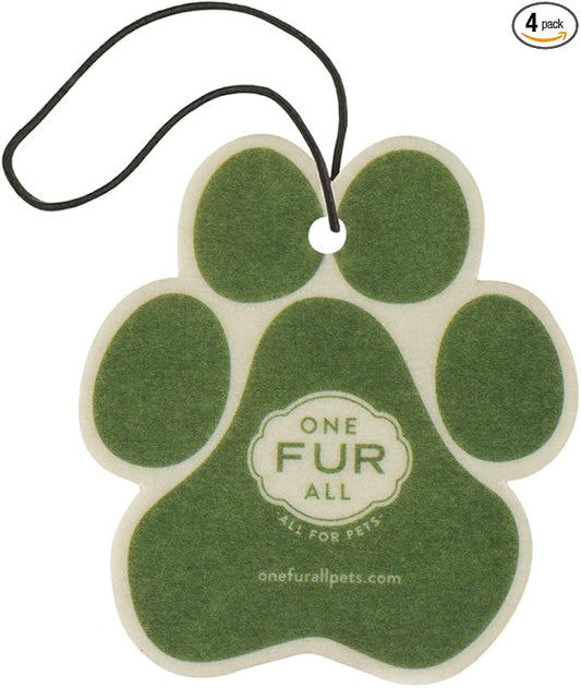 One Fur All Pet House Car Air Freshener - Bamboo Watermint Pack of 4 - Non-Toxic, Pet-Friendly Odor Eliminator For Small Spaces & Car - Hanging Air Freshener