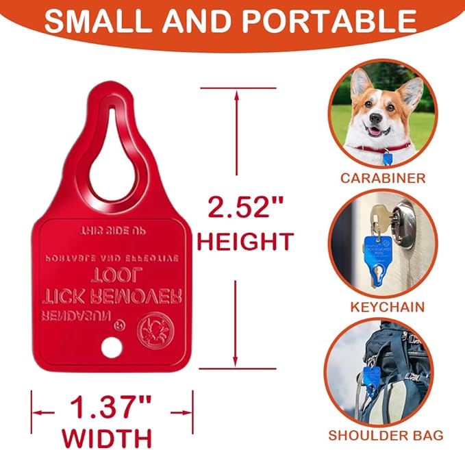 Tick Remover Tool, Tick Removal Tool Suitable for Pets, Animals, and Humans, Quick, Safe, Reliable, and Highly Essential Tick Remover Tool for Portable Outdoor Living, 1 Pack (Red)