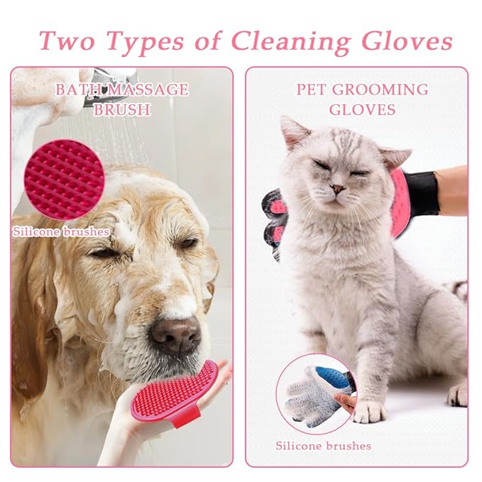 Dog Grooming Brush Shedding Kit, 10 Pcs All In One Pet Self Cleaning Kit with Slicker Brush, Deshedding Tool, Dog Grooming Scissors, Pet Nail Clippers and File for All Breeds of Dogs and Cats