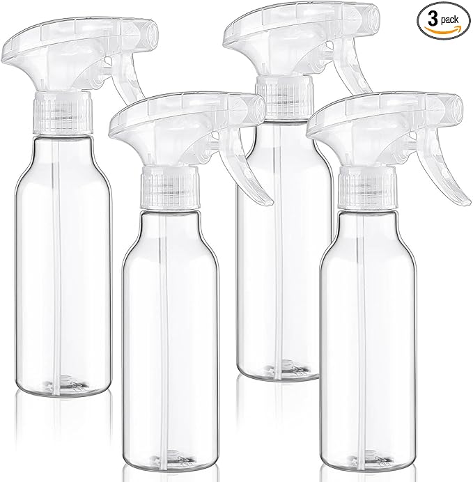 Cosywell Plastic Spray Bottles 8.8oz/260ml 3 Pack Empty Spray Bottle for Cleaning Mist/Stream Heavy Duty Water Spraying Bottle for Cooking Hair Care Essential Oils(Clear)