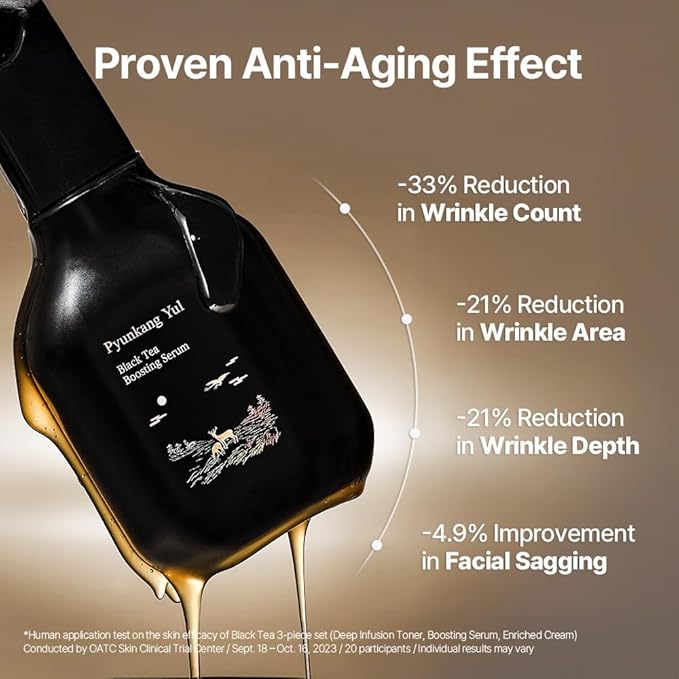 [PKY] Pyunkang Yul Black Tea Line Gift Box Set, Deep Nurishment for Anti-aging, Rich Moisture Toner, Revitalizing Serum & Condensed Nourishing Cream, Zero-Irritation, Korean Skincare (3-item set)