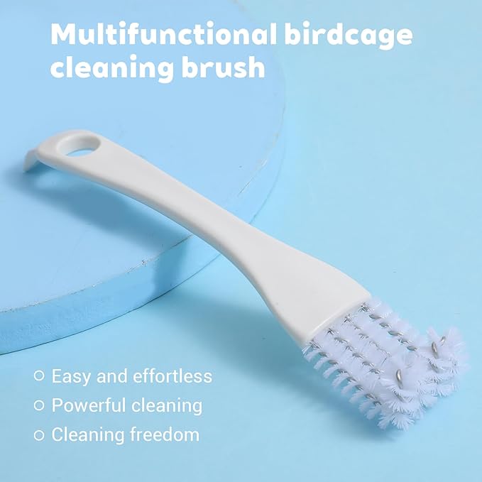 4PCS Bird Cage Cleaner Brush with Long Handle & Shovel, Durable Easy Birds Poop off Remover Tool, Small Animal Pet Cage Parrot Droppings Remover Brushes Bath Perches Cleaning Accessories