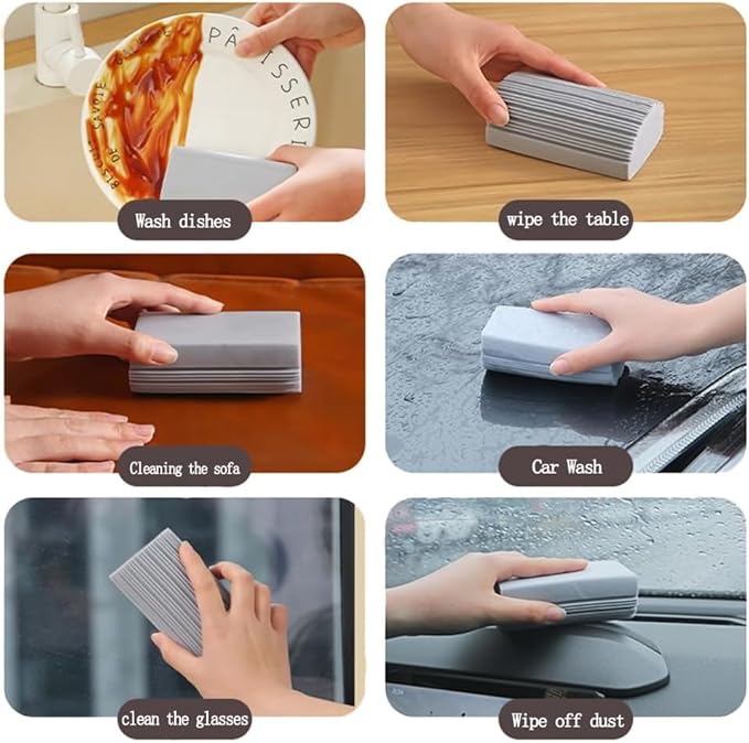 4-Pack Damp Duster Sponge, Clean Everywhere Easily- Clean Blinds, Baseboards, Washbasin, Glass, Sofa, Railings, Wood, Stain, Pet Hair, Mirrors(Grey)