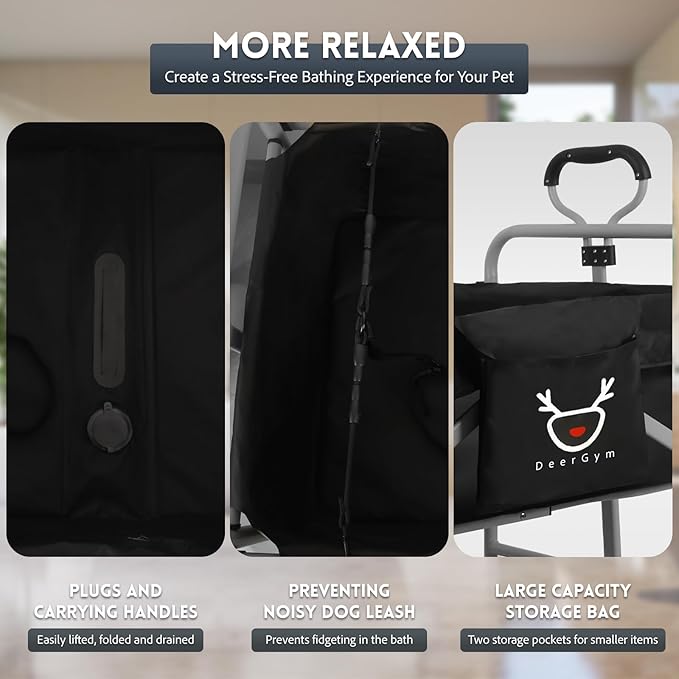 2-in-1 Dog Bathtub and Dog Stroller, Portable Dog Bath and Pet Stroller for Small and Medium Dogs (5-55 lbs) and Cats, Four-Wheel Bathing Cart with Brake Grey