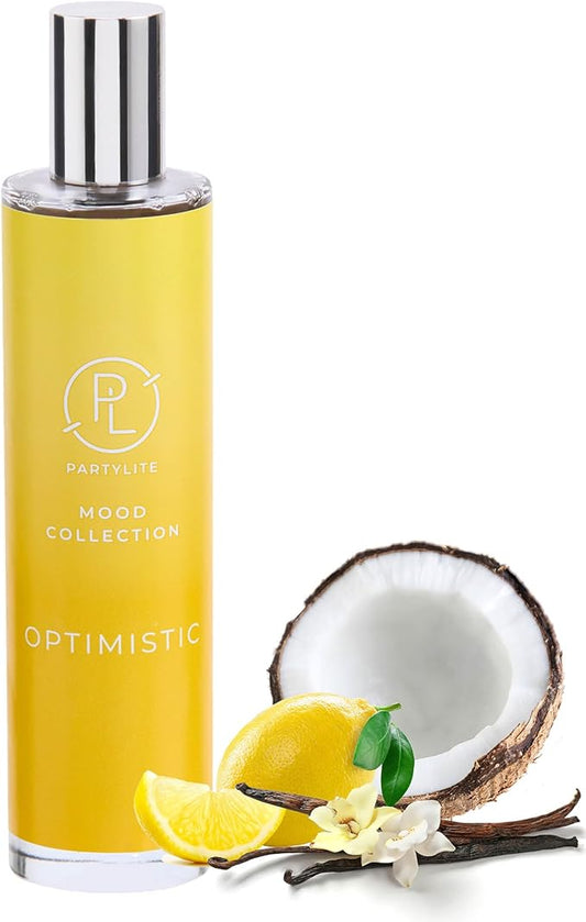 PartyLite Optimistic Scented Room Spray, 100mL,with Notes of Sparkling Mandarin & Tart Lemon, Part of the Mood Collection, Refreshing Tropical, Perfect for Gifting