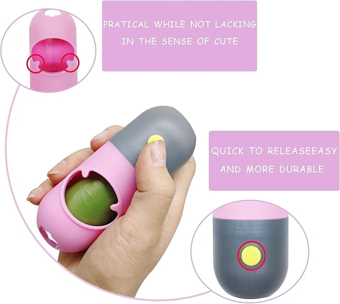 2 Pack Poop Bag Holder with Flashlight Waste Bag Dispenser for Leash with Clip and Battery Poop Bag Dispenser with Green Scented Poop Bags for Dog Walking(Pink,2 Dispenser 60 Bags)