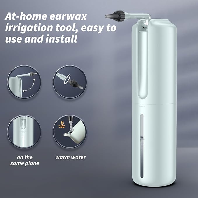 Ear Wax Removal - Electric Ear Cleaner - Ear Irrigation Kit Safe Ear Irrigation Flushing System with 4 Pressure Settings - Effective Ear Wax Removal Tool for Earwax Buildup (Silver)