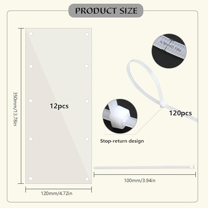 12PCS Pet Cage Guard, Rabbit Urine Guard, 13.8" x 4.7" Pet Cage Edge Liner with 120PCS Ties for Rabbit, Guinea Pig, Hamster, Chinchilla, Hedgehog, Ferret, Bunny