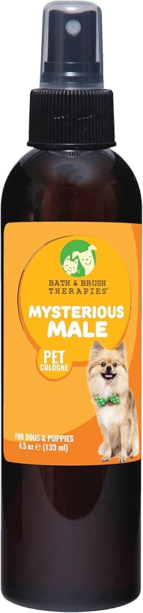 Showseason Bath & Brush Therapies® Mysterious Male® Pet Cologne 4.5 oz For Dogs | Long-Lasting Odor Eliminator | Paraben-Free | Biodegradable and Non-Toxic | Made in USA