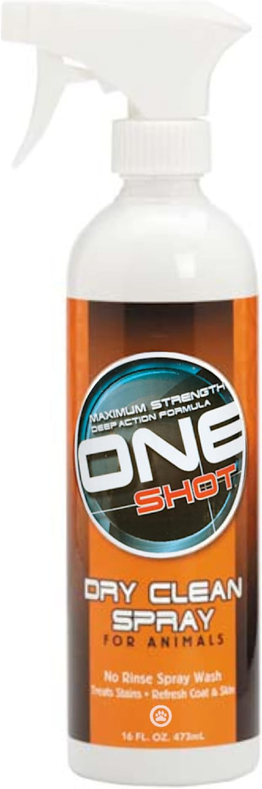 Best Shot One Shot Dry Clean Spray, Alcohol-Free Formula, Waterless Shampoo Spray for Pets, Safe for Dogs, Cats, and Horses, 16 Oz.