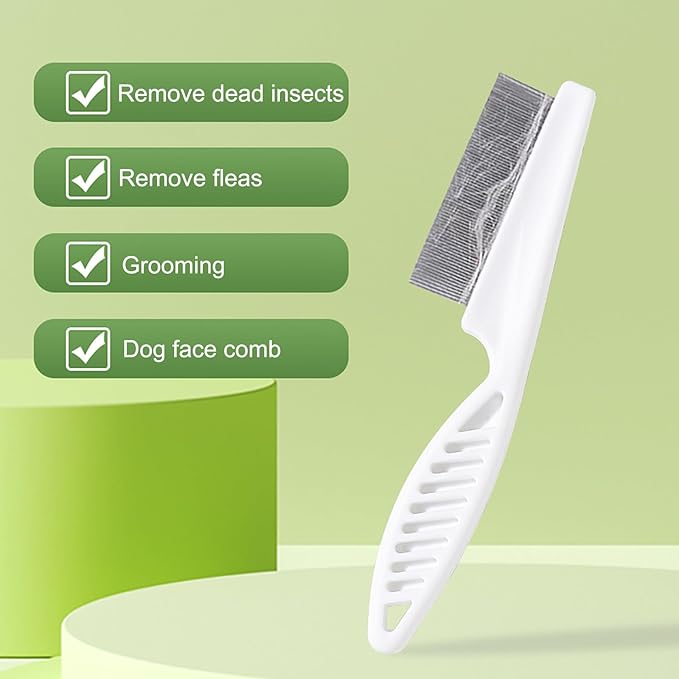 Flea Comb for Dogs, Dog Face Comb Brush, Grooming Tool for Pets Dogs and Cats, Pet Hair Brush Fine Tooth Tear Stain Remover, Multifunctional Pet Hair Grooming Comb Stainless Massage Comb