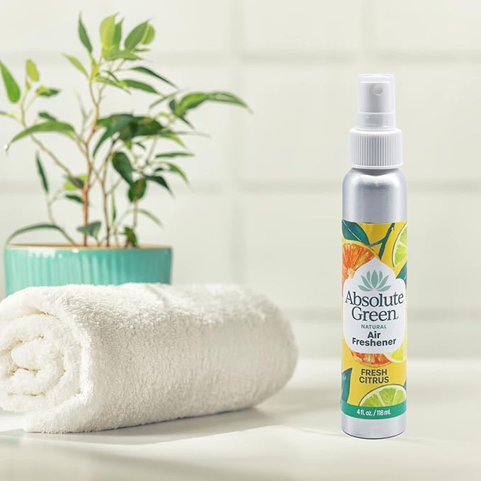 Absolute Green Air Freshener Room Spray, Non-Toxic, Cover Odors, Safe around Kids and Pets, Natural Fresh Citrus Scent 4oz (Pack of 2)