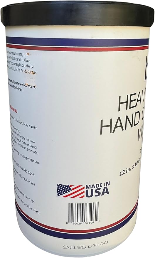 Heavy Duty Hand Cleaning Wipe, 10" x 12" Industrial Cleaning Wipes — 75 Count Hand & Tool Wipes — Dual-Textured Multi-Surface Cleaning Wipes- 6 Canisters
