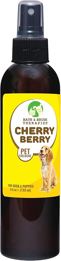 Showseason Animal Products Bath & Brush Therapies® Cherry Berry Pet Cologne 4.5 oz. For Dogs and Puppies | Long-Lasting Odor Eliminator | Biodegradable and Non-Toxic | Made In The USA