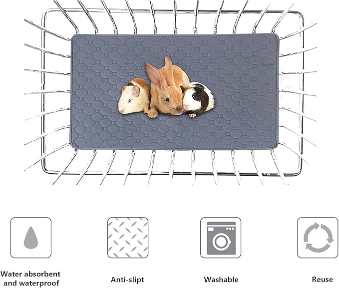 2-Pack 24" x36'' Washable Guinea Pig Cage Liner - Reusable & Anti-Slip Guinea Pig Bedding, Instant Absorbent Rabbit Pee Pads, Perfect Cage Liners for Small Animals, Hamster, Puppy