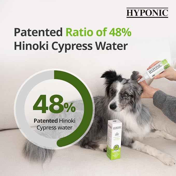 HYPONIC Premium No-Sting Hinoki Cypress Ear Cleaner (for All Dogs) - Dog Ear Cleaning Solution, Cleans and Removes Odors (4.06 oz)