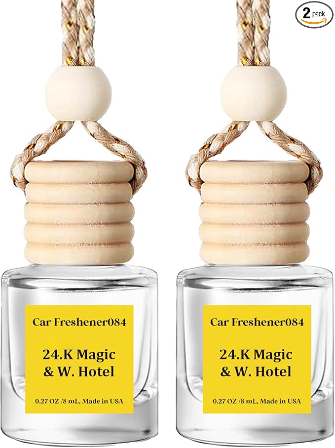 HoogaLife Car Air Freshener Hanging 2 Pack - Hotel Collection Diffuser Oil Inspired by 24.K Magic & W. Hotel - NO.1003 Fragrance Oil, Car Fresheners for Women Made in USA (084)