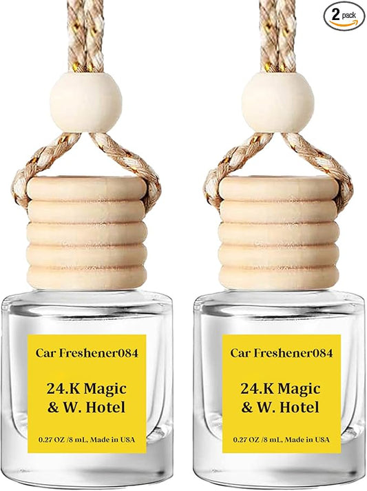 HoogaLife Car Air Freshener Hanging 2 Pack - Hotel Collection Diffuser Oil Inspired by 24.K Magic & W. Hotel - NO.1003 Fragrance Oil, Car Fresheners for Women Made in USA (084)