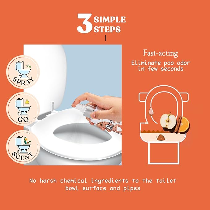 Clean-n-Fresh Toilet Spray, Apple Cinnamon, 6.8 Fl.Oz, Up to 400+ Uses, Air Freshener Spray, Toilet Bathroom Odor Deodorizer, Cinnamon, Apple & Pine Scent