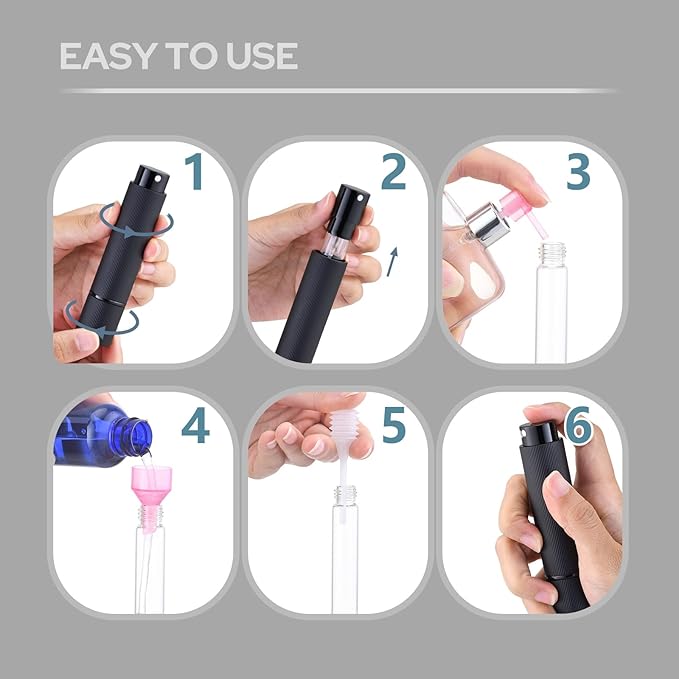 Travel Perfume Bottle Refillable - Cologne Spray Atomizer Mini - Small Travel Size Sprayer Empty for Refill Sample Container - Portable Fragrance Decant Dispenser for Men Women 3PCS 8ml Grey