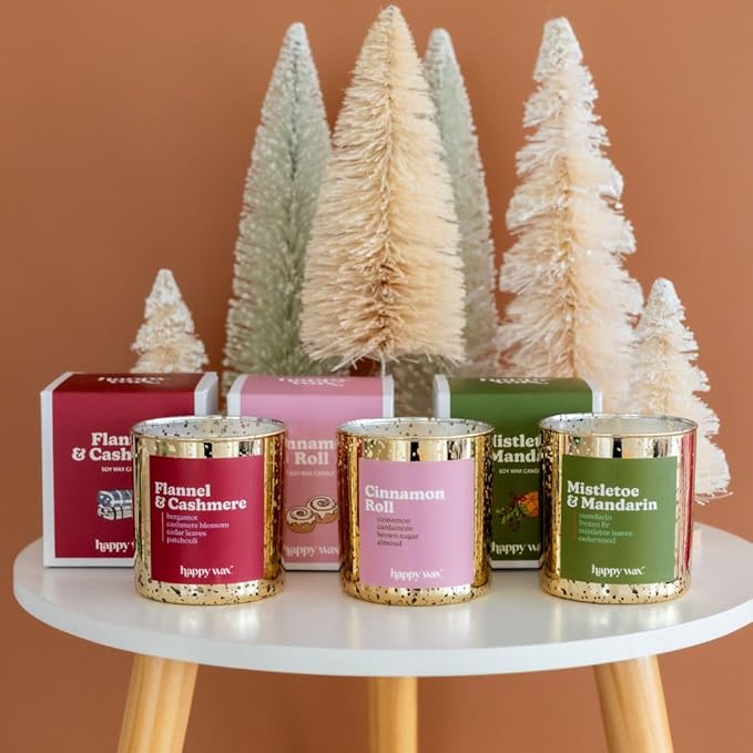 Happy Wax Cinnamon Roll All Natural Soy Wax 1 Wick Premium Scented Candle, Infused with Essential Oils, Long Lasting 30+ Hours of Burn Time