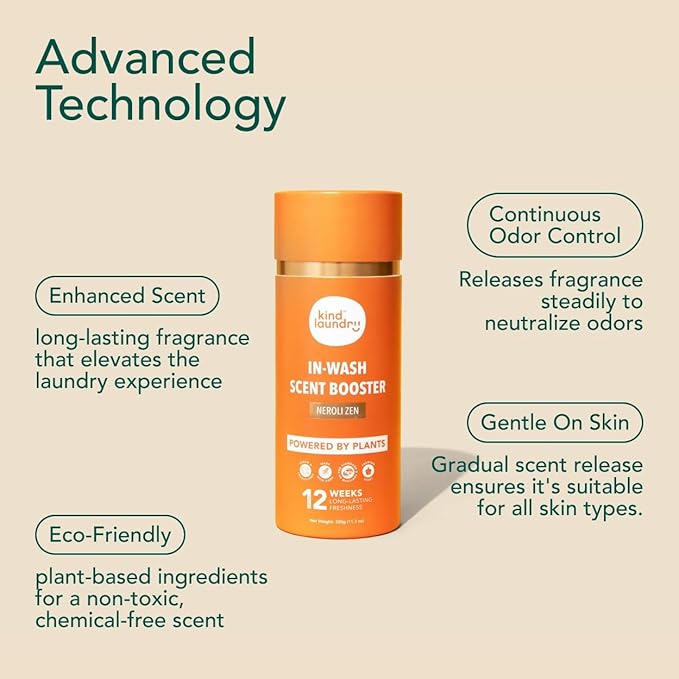 Kind Laundry In Wash Scent Booster Beads - Neroli Zen - 100% Plant Based - Natural Laundry Booster Beads & Smell Deodorizer - Environment Friendly Odor Eliminator for Clothes (320 grams)