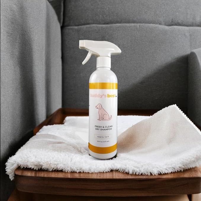 Buddy's Best Fresh & Clean Dry Shampoo for Dogs, 16 fl oz Bottle Waterless Dog Shampoo for Dog and Puppy Grooming (Unscented)