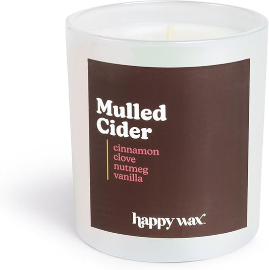 Happy Wax Mulled Cider All Natural Soy Wax 1 Wick Premium Scented Candle, Infused with Essential Oils, Long Lasting 30+ Hours of Burn Time