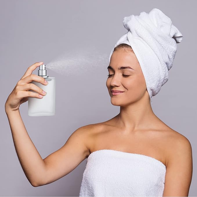 Tessco for you 12 Pcs 100ml / 3.4 Ounces Frosted Glass Bottle Perfume Atomizer Refillable Spray Empty Perfume Dispenser Fine Mist Atomizer Cosmetic Container for Travel Men Women(Silver Gray)