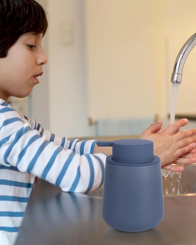Bosilunlife Soap Dispenser Bathroom - Blue Ceramic Soap Dispenser Lotion Hand Pump Dish Soap Bottle for Kitchen 12oz Refillable Liquid Hand Wash Dispenser for Bathroom