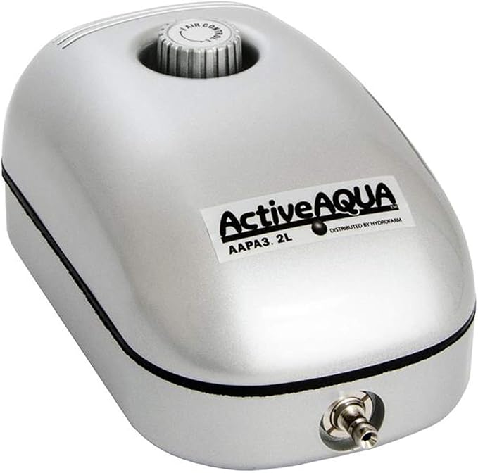 Hydrofarm AAPA3.2L Active Aqua Air Pump, 1 Outlet, 2W, 3.2 L/Min, White
