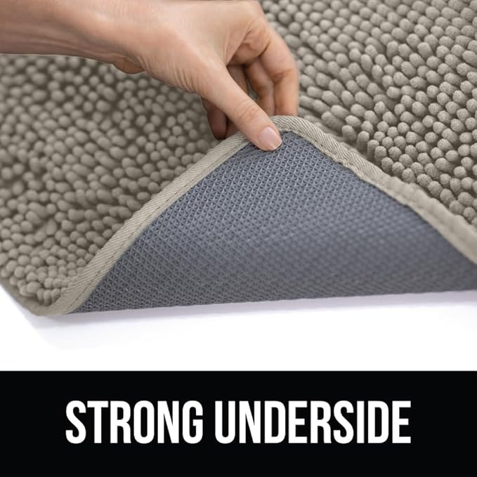 KANGAROO Bathroom Rugs, Chenille Soft Absorbent Bath Rug, Shaggy Shower Mat, Quick Dry Machine Wash Bathmat, Plush Carpet Mats for Tub, Bathtub and Room Home Decor Accessories, 36x24, Beige