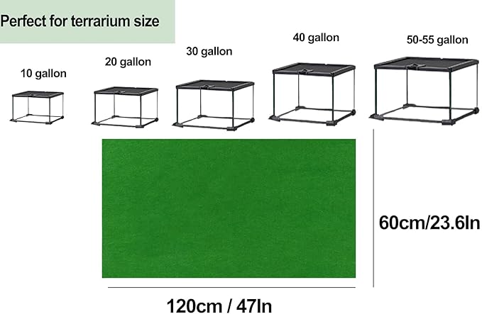 47" x 24" Large Reptile Carpet Terrarium Liner Bedding Reptile Substrate Mat Tank Accessories for Bearded Dragon Snake Lizard Tortoise Leopard Gecko (Green)