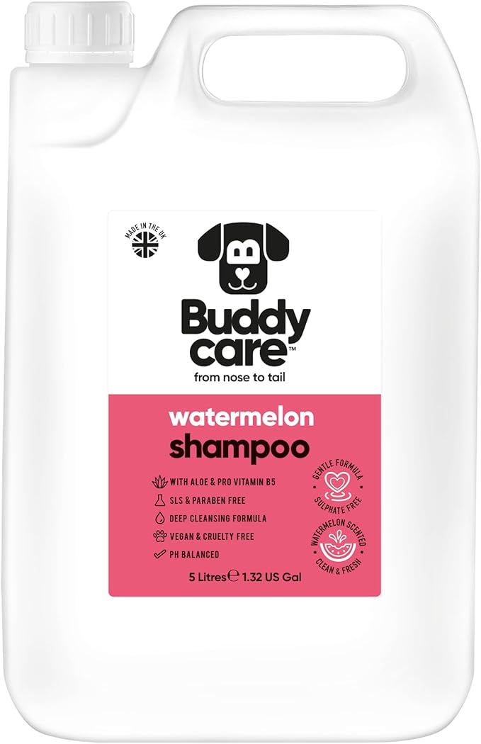 Watermelon Dog Shampoo by Buddycare | Deep Cleansing Shampoo for Dogs | Fresh Scented | with Aloe Vera and Pro Vitamin B5 (169.07oz)
