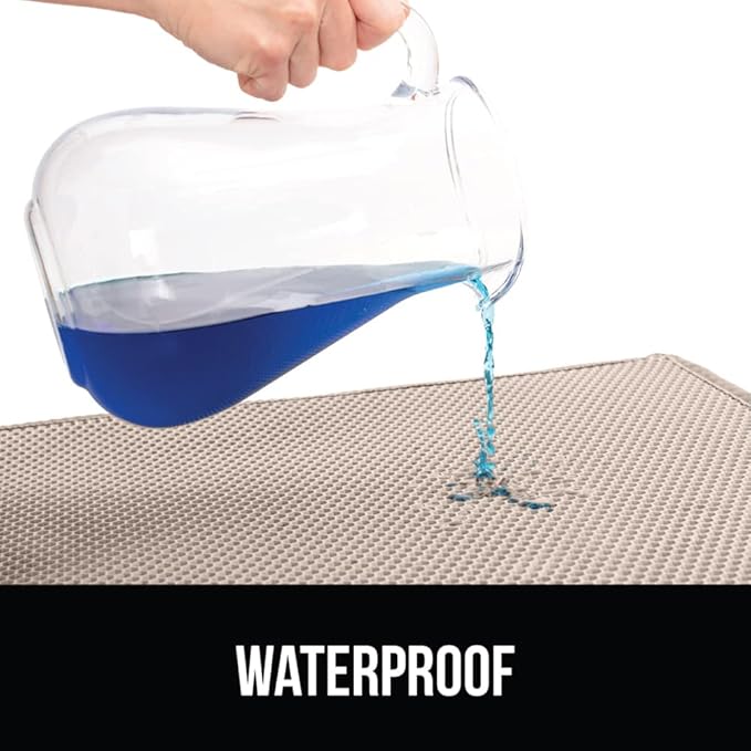 GORILLA GRIP Honeycomb Cat Litter Box Mat, Two Layer Trapping Waste Mats, Soft On Paws, Litter Box Supplies and Essentials for Indoor Cats, Traps Excess, Water Resistant for Floors, 30x24 Beige